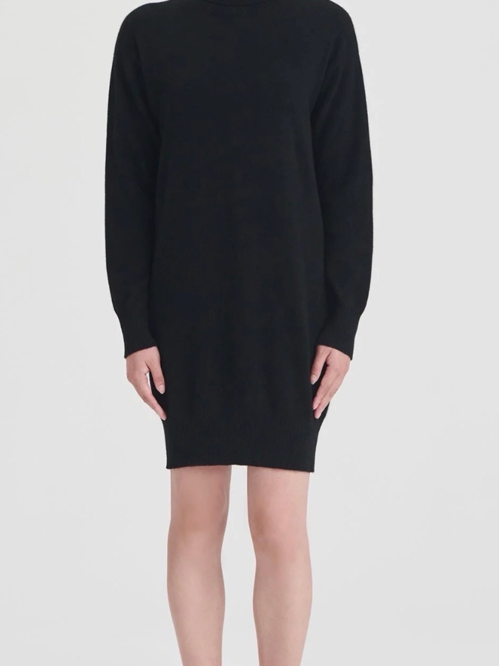 NAADAM Black Long Sleeve Cashmere Knit Sweater Dress